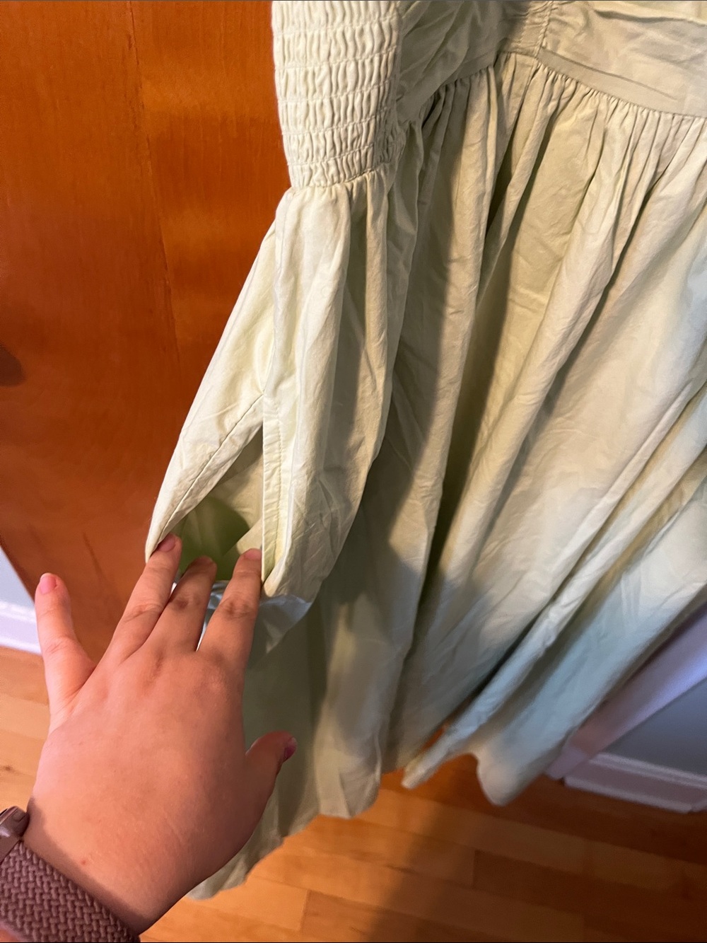 American Eagle Outfitters Light Sage Ruched Spaghetti-Strap Maxi Dress - Picture 5 of 9